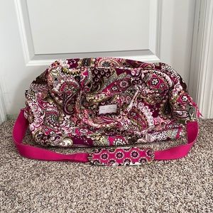 Vera Bradley Very Berry Paisley Weekender Travel Duffel Bag Carry On